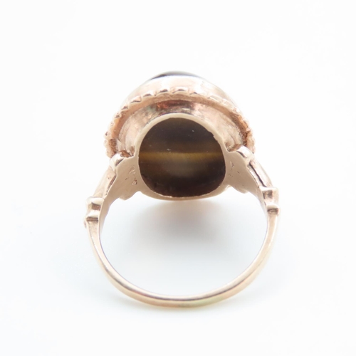 1228 - Tigers Eye Single Stone Ring Mounted in 9 Carat Yellow Gold Ring Size I