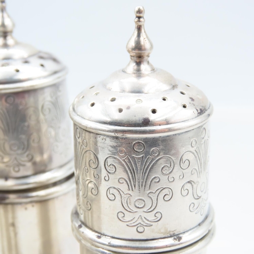 123 - Set of Four Silver Table Salts Detailed Each Approximately 4 Inches High