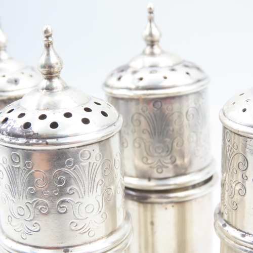 123 - Set of Four Silver Table Salts Detailed Each Approximately 4 Inches High