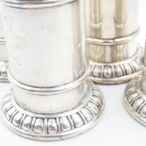 123 - Set of Four Silver Table Salts Detailed Each Approximately 4 Inches High