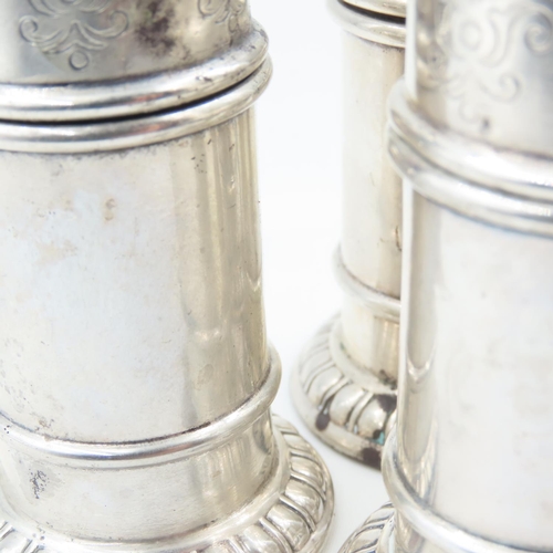 123 - Set of Four Silver Table Salts Detailed Each Approximately 4 Inches High