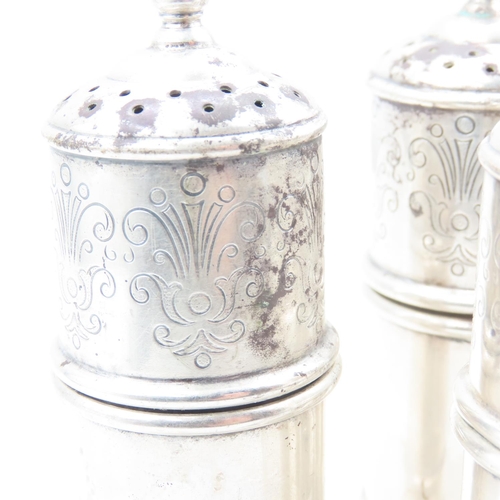 123 - Set of Four Silver Table Salts Detailed Each Approximately 4 Inches High