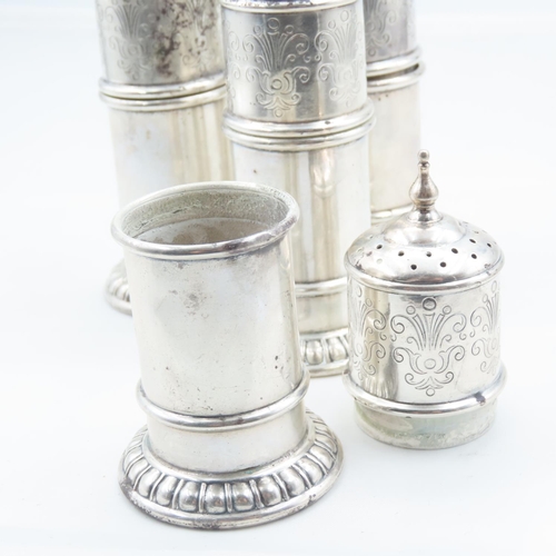 123 - Set of Four Silver Table Salts Detailed Each Approximately 4 Inches High