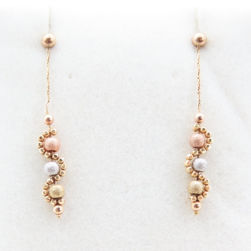 1235 - Pair of 9 Carat Yellow White and Rose Gold Drop Earrings