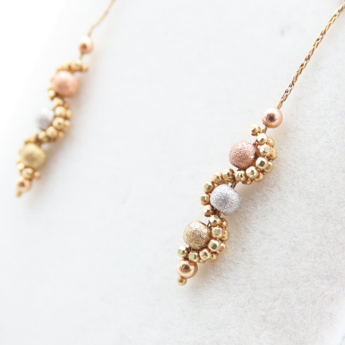 1235 - Pair of 9 Carat Yellow White and Rose Gold Drop Earrings