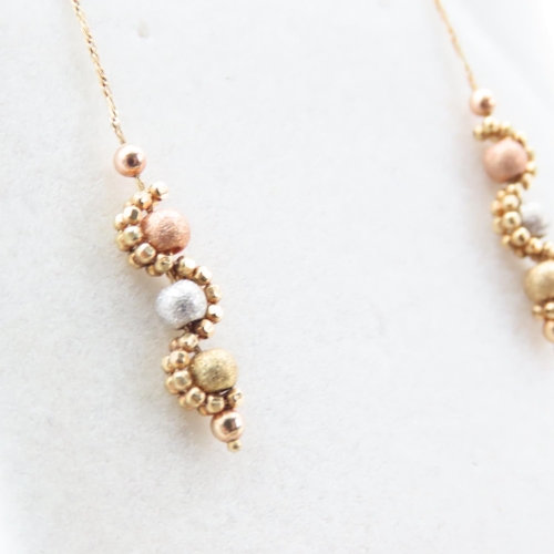 1235 - Pair of 9 Carat Yellow White and Rose Gold Drop Earrings