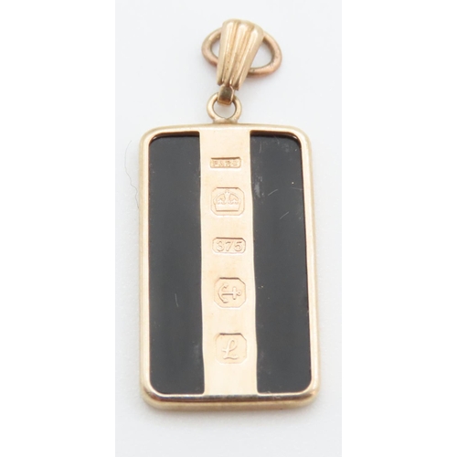 1236 - Onyx Panel Pendant Set in 9 Carat Yellow Gold 2cm High