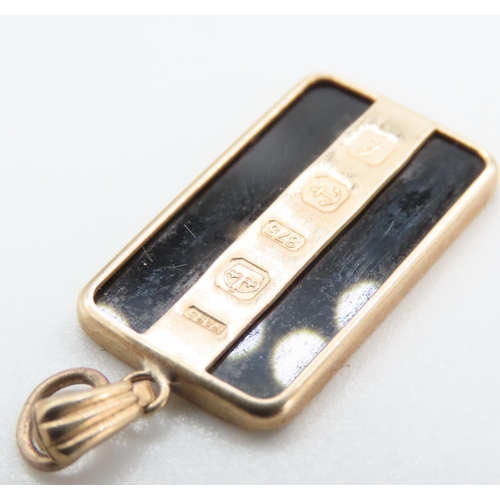 1236 - Onyx Panel Pendant Set in 9 Carat Yellow Gold 2cm High