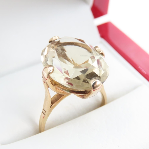 1239 - 9 Carat Yellow Gold Smoky Quartz Set Ring Size L