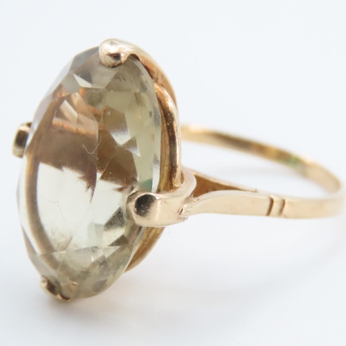 1239 - 9 Carat Yellow Gold Smoky Quartz Set Ring Size L