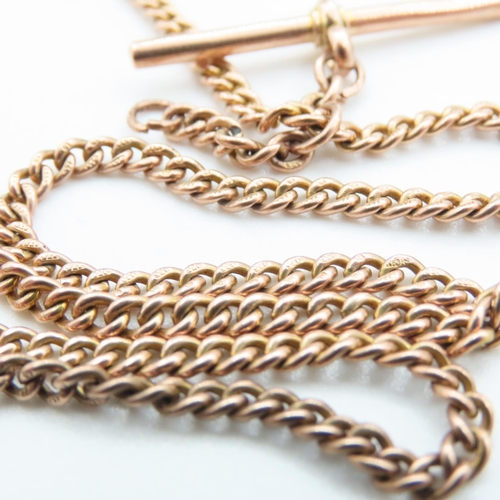 1245 - 9 Carat Rose Gold T-Bar Pocket Watch Chain or Necklace 38cm Long