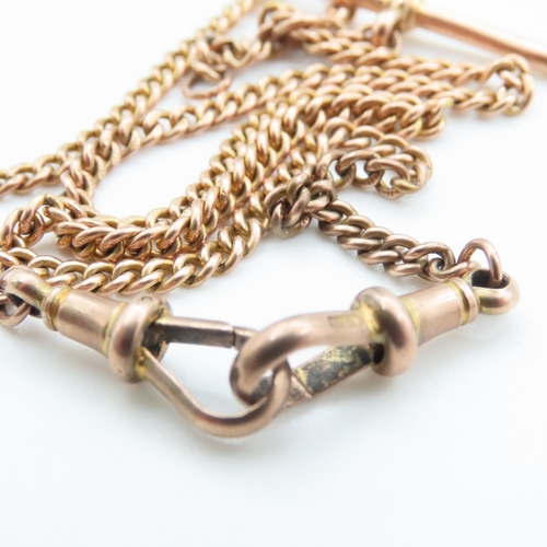 1245 - 9 Carat Rose Gold T-Bar Pocket Watch Chain or Necklace 38cm Long