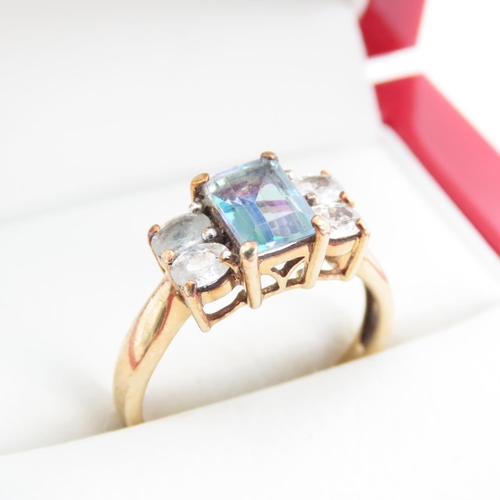 1248 - Multicoloured Gemstone Set Ring Mounted on 9 Carat Yellow Gold Band Ring Size N and a Half