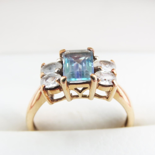 1248 - Multicoloured Gemstone Set Ring Mounted on 9 Carat Yellow Gold Band Ring Size N and a Half