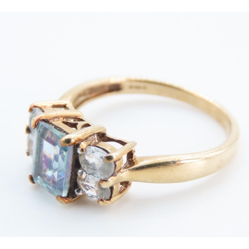 1248 - Multicoloured Gemstone Set Ring Mounted on 9 Carat Yellow Gold Band Ring Size N and a Half