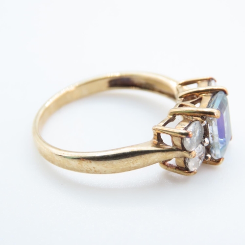 1248 - Multicoloured Gemstone Set Ring Mounted on 9 Carat Yellow Gold Band Ring Size N and a Half