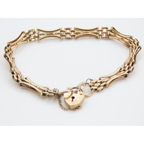 1249 - 9 Carat Yellow Gold Gate Link Bracelet 18cm Long