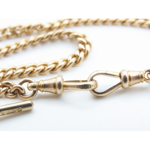 1251 - 9 Carat Yellow Gold T-Bar Pocket Watch Chain or Necklace 34cm Long