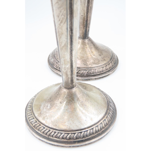 126 - Pair of Silver Pedestal Form Candle Rests Each Approximately 9 Inches High