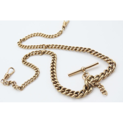 1262 - 9 Carat Yellow Gold T-Bar Pocket Watch Chain or Necklace 42cm Long