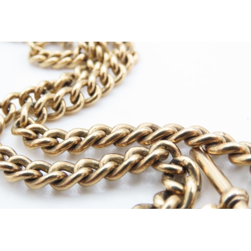 1262 - 9 Carat Yellow Gold T-Bar Pocket Watch Chain or Necklace 42cm Long