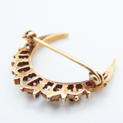 1263 - 18 Carat Yellow Gold Ruby and Gemstone Set Moon Brooch