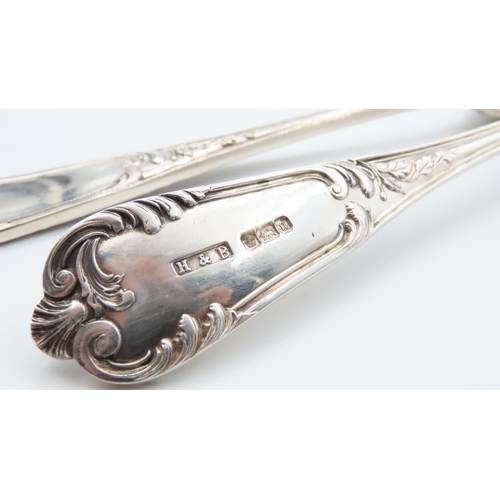 1338 - Pair of Silver Presentation Spoons Contained within Blue Velvet Lined Case Each 22cm Long