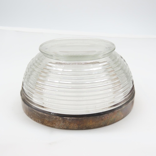 134 - Silver Mounted Table Bowl Circular Form Ribbed Cut Crystal Approximately 5 Inches Diameter