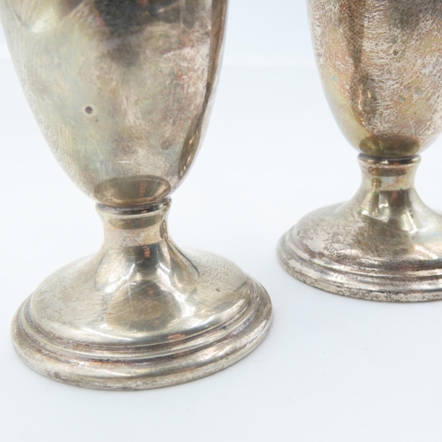 135 - Pair of Silver Pedestal Form Table Salts Circular Bases Each Approximately 5 Inches High