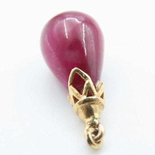 1351 - Natural Teardrop Ruby Pendant Set in 14 Carat Yellow Gold 1.5cm High