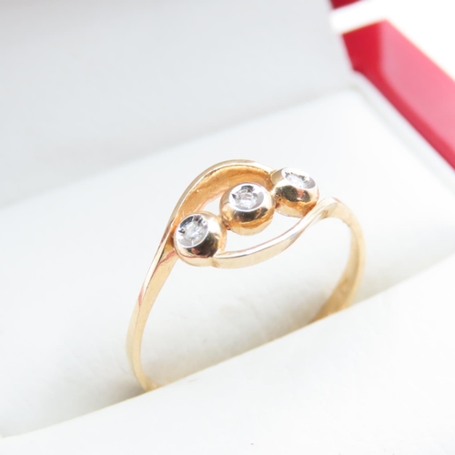 1358 - Three Stone Diamond Ring Set in 18 Carat Yellow Gold Ring Size O