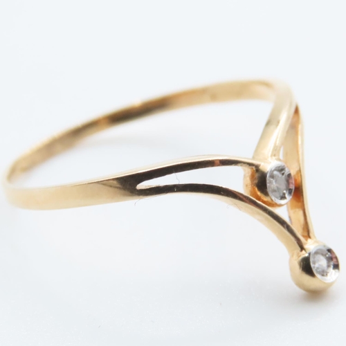 1359 - Diamond Set 18 Carat Yellow Gold Wishbone Ring Size O