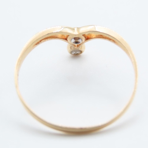 1359 - Diamond Set 18 Carat Yellow Gold Wishbone Ring Size O