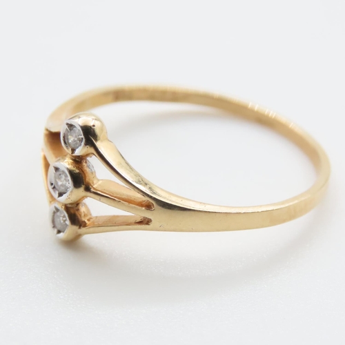 1360 - Three Stone Diamond Ring Set in 18 Carat Yellow Gold Ring Size O