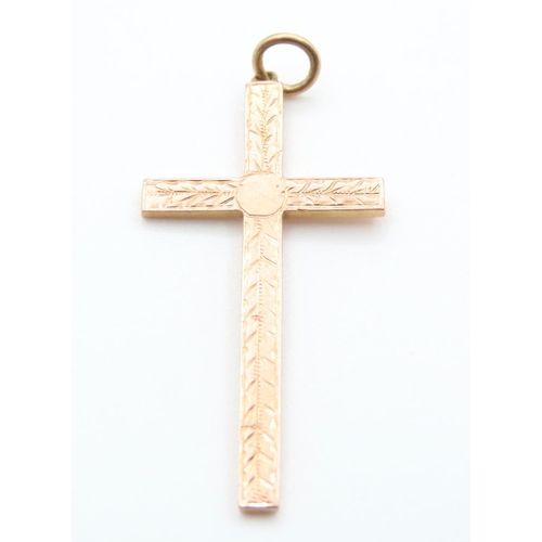 1362 - 9 Carat Rose Gold Cut Cross Pendant 3.5cm High