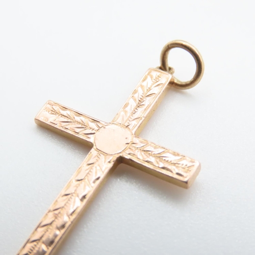 1362 - 9 Carat Rose Gold Cut Cross Pendant 3.5cm High