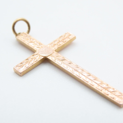 1362 - 9 Carat Rose Gold Cut Cross Pendant 3.5cm High