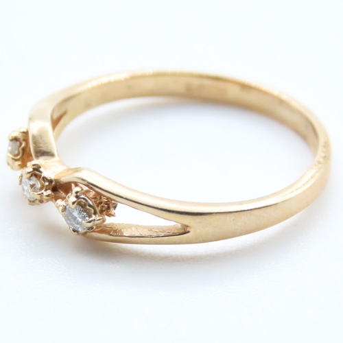 1375 - Three Stone Diamond Set 18 Carat Yellow Gold Ring Size L