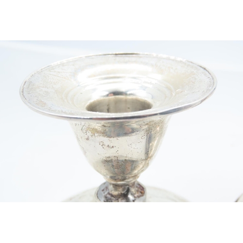 138 - Pair of Silver Candle Rests Turned Pedestal Form Each Approximately 4 Inches High