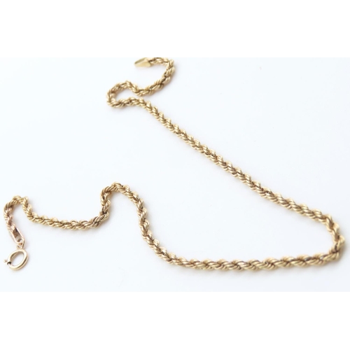 9 Carat Yellow Gold Rope Chain Bracelet 22cm Long
