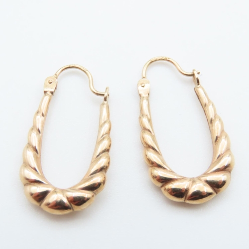 Pair of 9 Carat Yellow Gold Hoop Earrings 2.5cm High