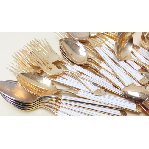 147 - Various 24 Carat Gold Plated Table Cutlery Including Serving Forks and Spoons with Tureen Spoon, etc... 