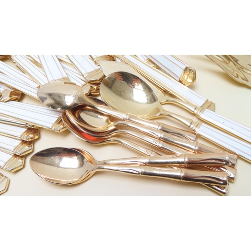 147 - Various 24 Carat Gold Plated Table Cutlery Including Serving Forks and Spoons with Tureen Spoon, etc... 