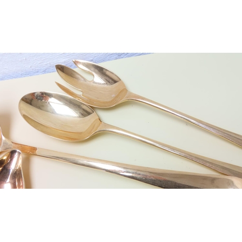 147 - Various 24 Carat Gold Plated Table Cutlery Including Serving Forks and Spoons with Tureen Spoon, etc... 