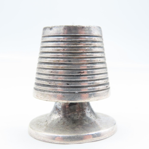 148 - Neat Form Silver Candle Rest Tapering Ribbed Decoration Approximately 2 Inches High