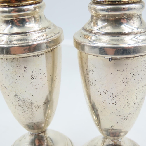 149 - Pair of Silver Pedestal Form Table Salts Each Approximately 4 Inches High