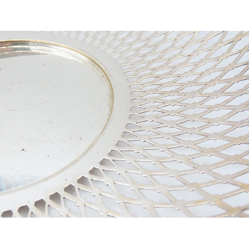 150 - Large Silver Plated Circular Form Table Bread Dish Filigree Decorated Attractively Detailed Approxim... 