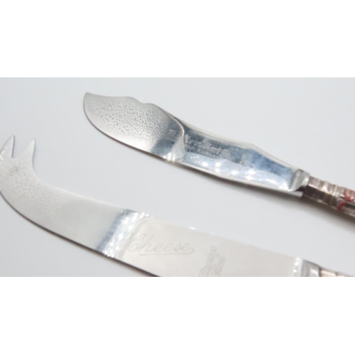 1559 - Silver Handle Stainless Steel Butter and Cheese Knives