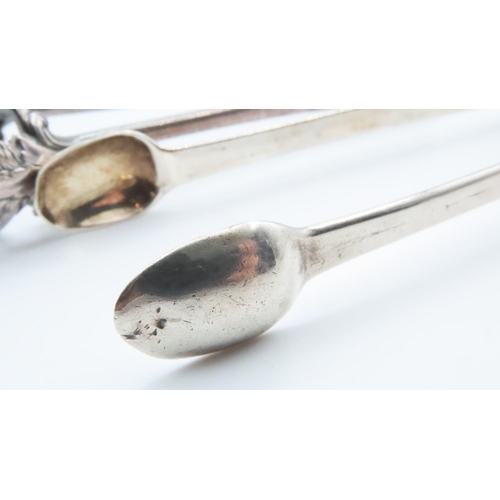 1560 - Silver Sugar Tongs and Another Silver Plated Sugar Tongs Two in Lot