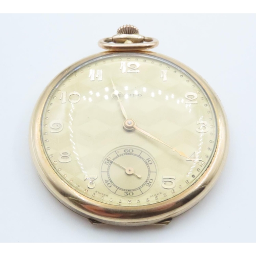 1563 - Vintage Filled Gold Half Hunter Pocketwatch 4cm Diameter